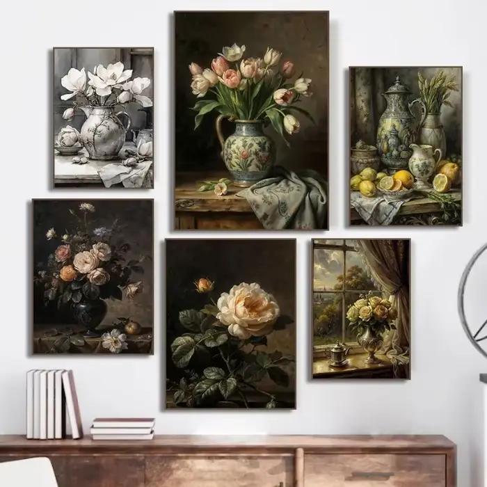 Blossom Magnolia Blueberry Branch Flower Lemon Olive Tree Poster Canvas Painting Print Wall Art Still Life Kitchen Home Decor