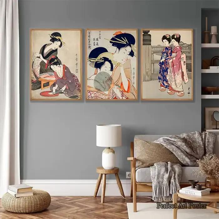 Affiche de Geisha Vintage japonaise pour femmes