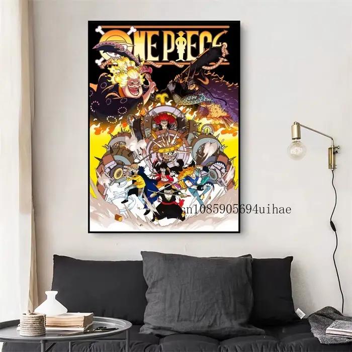 Japon Anime Figure rétro entourant une pièce Luffy toile peinture impression murale maison Art affiche mur esthétique chambre décor cadeau