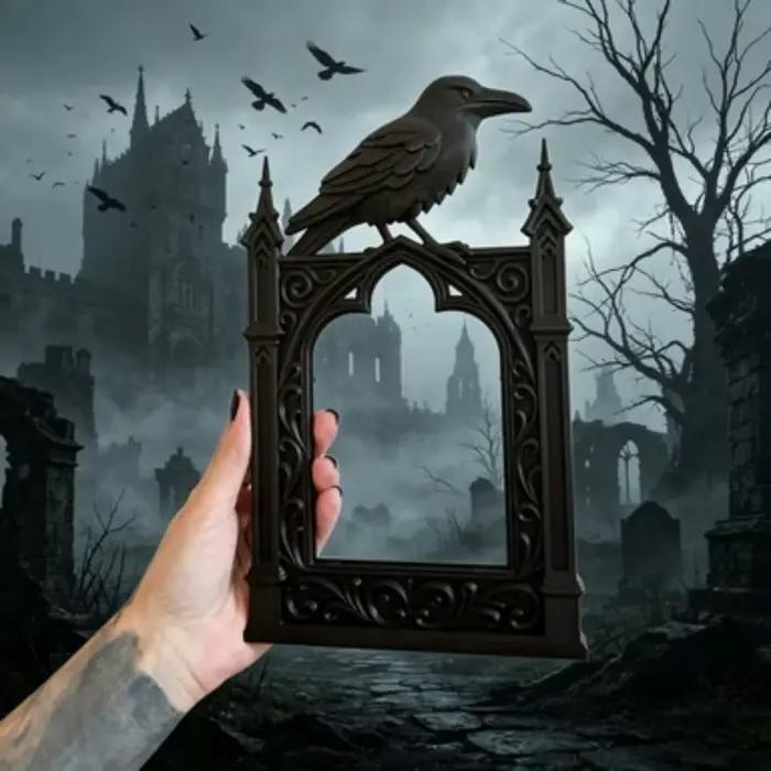 Cadre photo gothique noir style corbeau