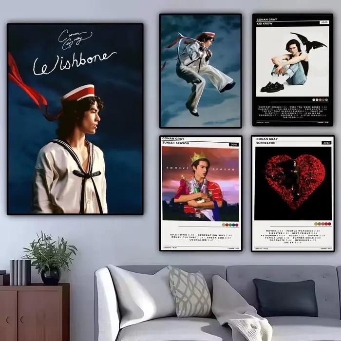 Affiche murale moderne sur toile avec calligraphie de la chanteuse pop C-Conan Gray