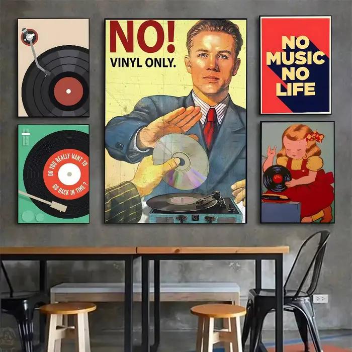 Affiche de disques vinyles rétro du milieu du siècle