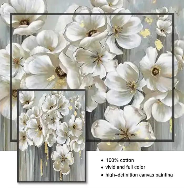 Mintura – tableau mural pour salon, peintures à l'huile sur toile peintes à la main, nombreuses fleurs blanches, décor d'hôtel, Art de maison, sans cadre
