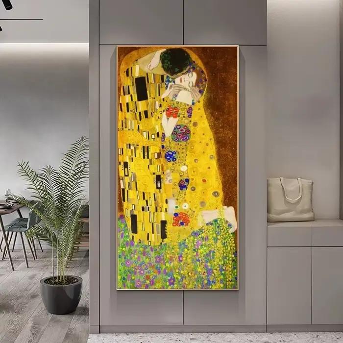 Klimt-Peinture à l'huile dorée sur toile