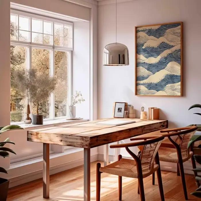 Affiche de paysage Oriental Vintage, soleil et vagues, encens japonais, grue cornée rouge, peinture sur toile, tableau d'art mural, décoration de maison