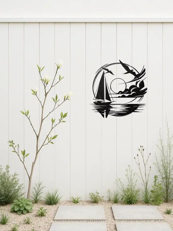 Idée cadeau nautique pour la maison – Décoration murale en métal pour voilier étanche pour espaces modernes