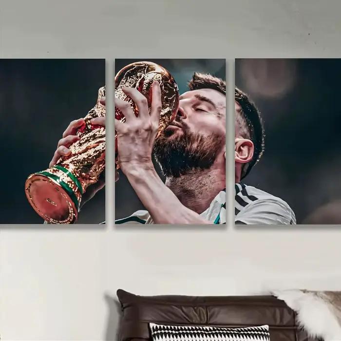 Affiche murale en toile de coton avec peinture cool et calligraphie Football M-Messi