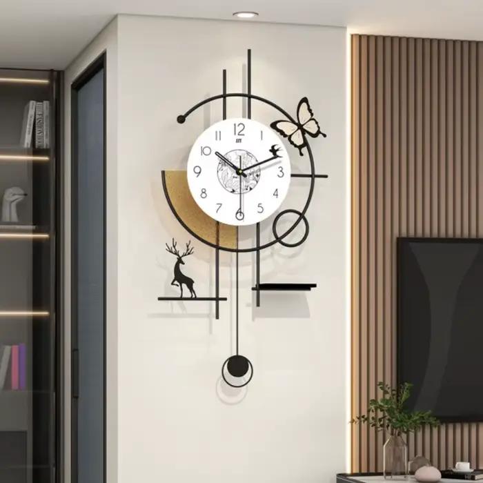 Horloges murales modernes, horloge murale d'art de luxe, décoration de salon, mécanisme silencieux élégant, ornements esthétiques pour la maison