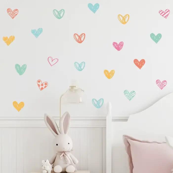 Nouveaux autocollants muraux coeur colorés différentes formes coeurs Art stickers