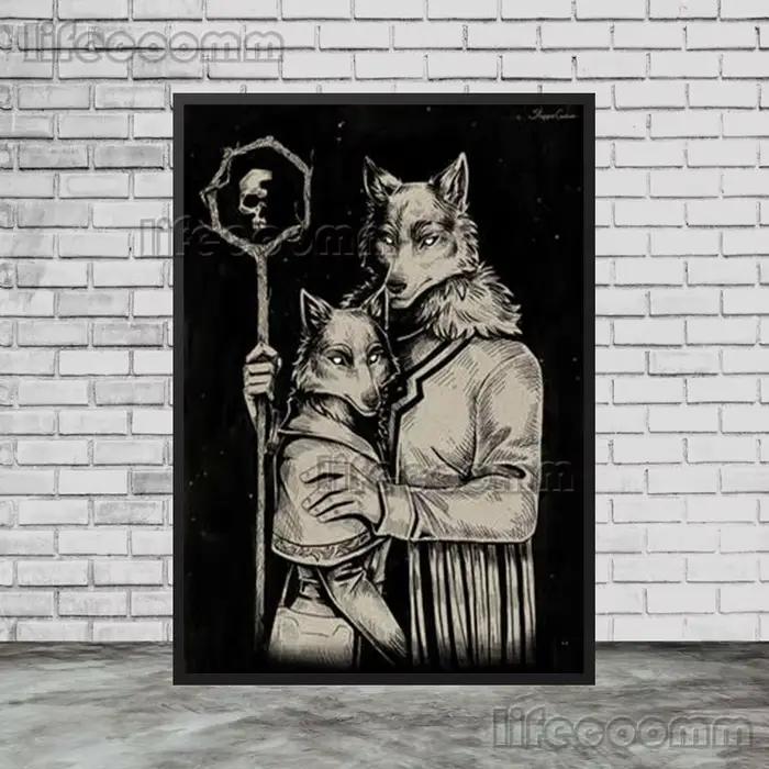 Toile d'art mural Vintage loup loup-garou pour garçon et fille