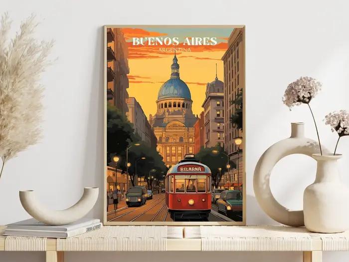 Affiches de scène de rue de paysage urbain rétro vibrant