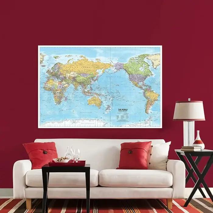 Carte du monde 2012 tissu grand affiche impression tenture murale Art fond graphique décor fournitures de voyage en anglais multi taille