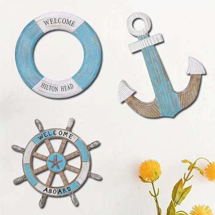 1 ensemble de décorations murales nautiques en bois sur le thème de l'océan