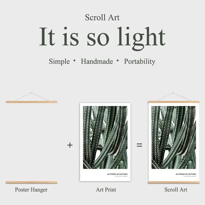 Peinture d'art mural sur toile avec cintre en bois
