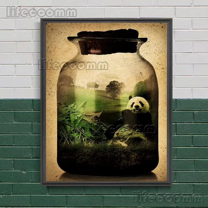 Ecosystème en bouteille mur Art toile peinture l'orang-outan