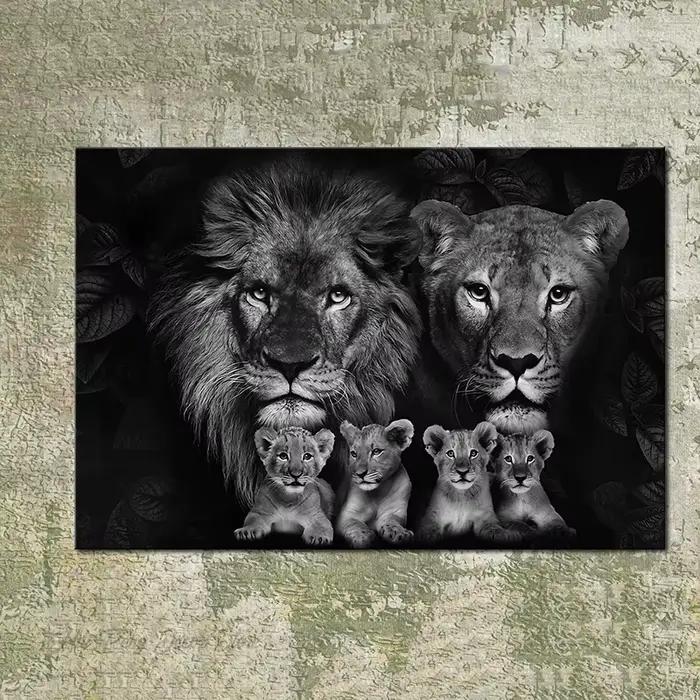 Affiche d'animaux de la famille de Lion