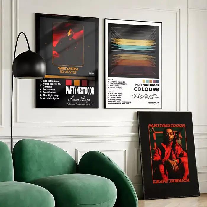 P-PARTYNEXTDOOR Poster autocollant mural imperméable auto-adhésif pour la décoration du salon et de la chambre à coucher