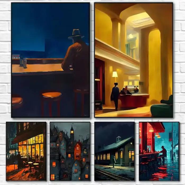 E-Edward Hopper œuvres d'art moderne affiche toile peinture