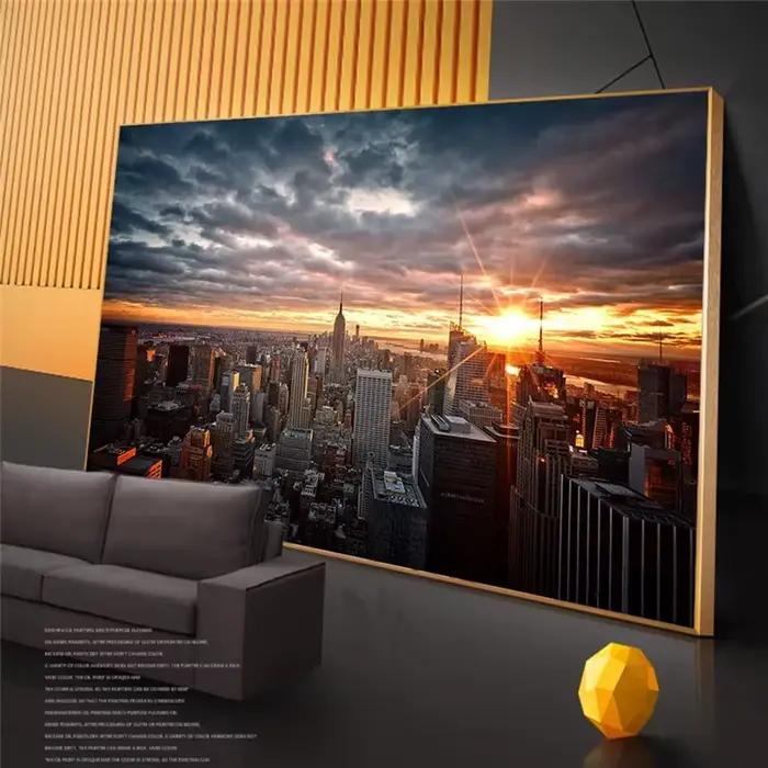 Peintures sur toile avec vue au coucher du soleil de la ville de New York