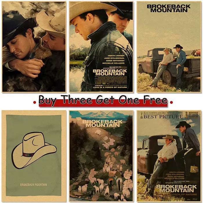 Film romantique classique Brokeback affiche de montagne Kraft Club papier Vintage