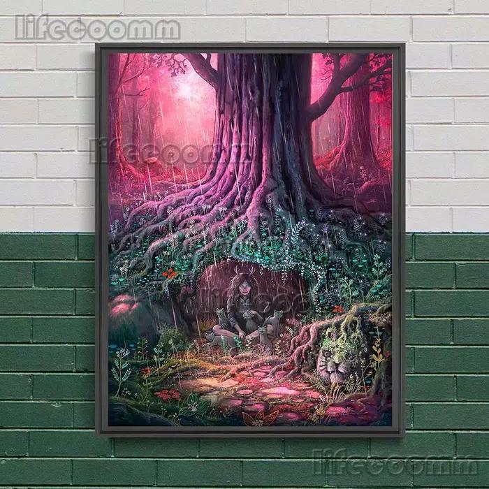 Toile d'art mural avec l'arbre de vie dans la forêt