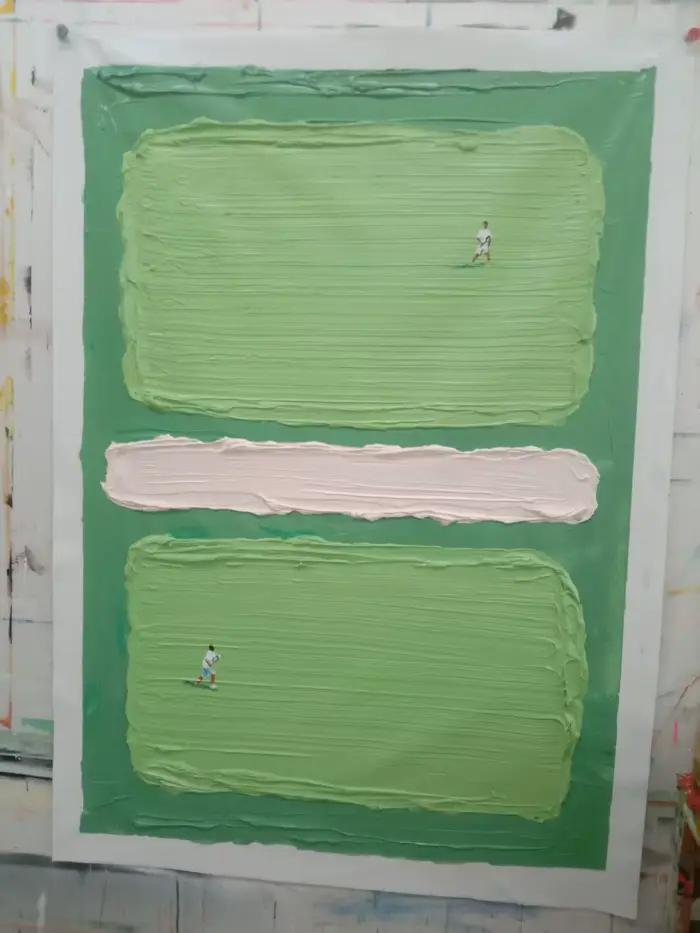 Mintura, peinture à l'huile sur toile de terrain de Tennis vert à Texture abstraite peinte à la main