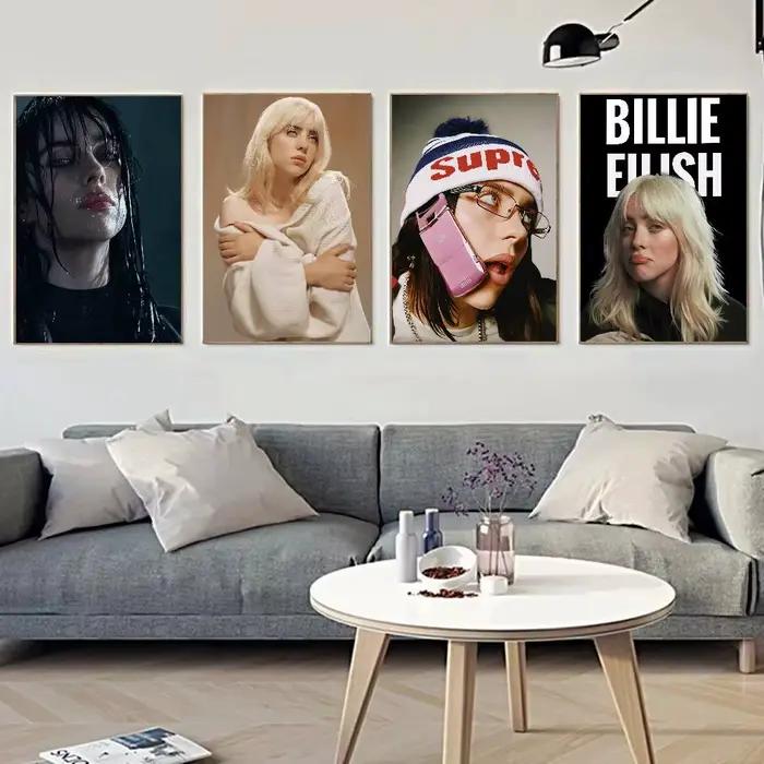 Affiche murale vintage de la chanteuse Billie Eilish, décoration artistique pour le bureau, le salon, décoration de maison unique, image décorative