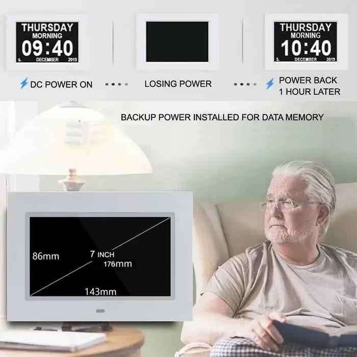 Horloge calendrier LED avec 12 alarmes