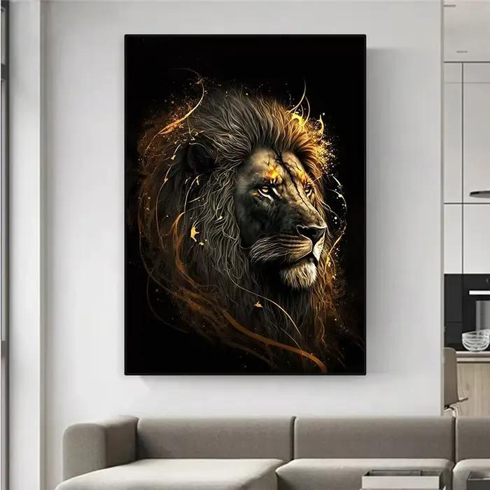Affiches de Lion clair noir et doré