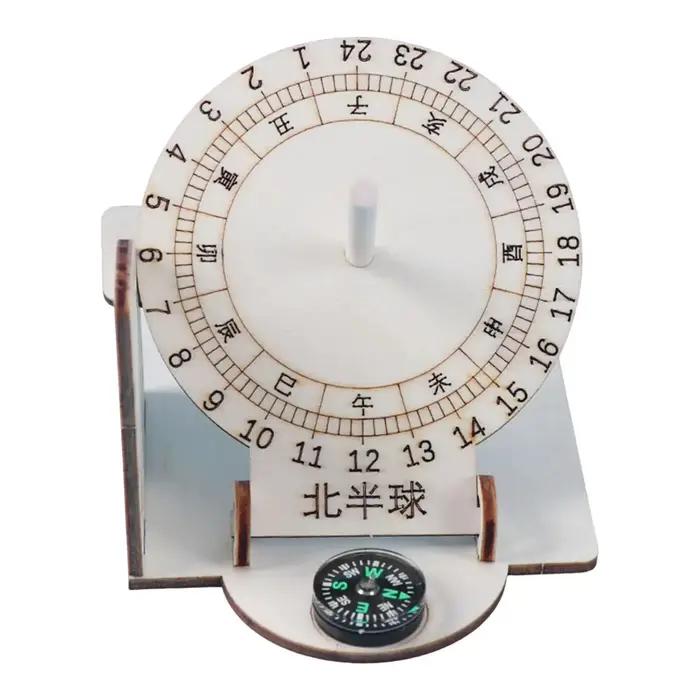 Horloge solaire équatoriale à monter soi-même, construction en bois, modèle scientifique, aide pédagogique, jouets éducatifs pour enfants, accessoires de bureau