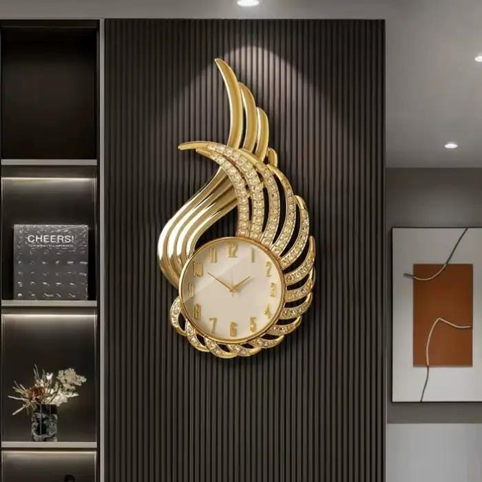 Horloge murale dorée pour chambre à coucher, art esthétique, horloge murale moderne de luxe, horloge murale silencieuse pour bureau, mécanisme silencieux, accessoires de décoration intérieure