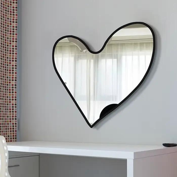 Miroir De maquillage noir femmes coeur irrégulier