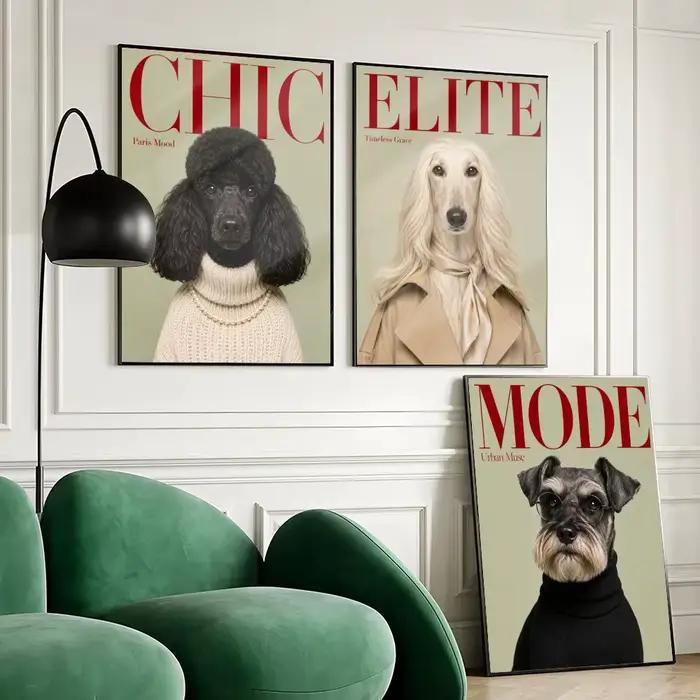 Affiche sur toile de peinture et calligraphie Dogue Fashion
