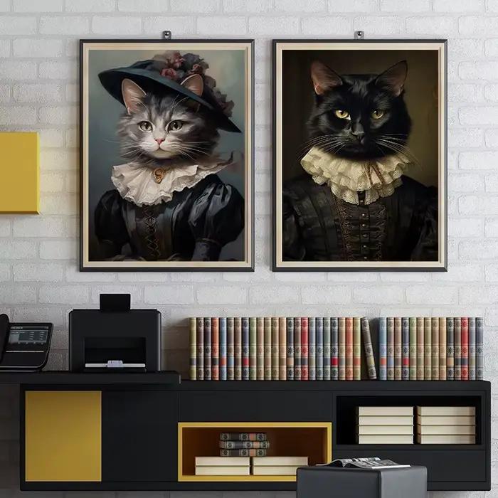 Portrait de chat de la Renaissance Vintage