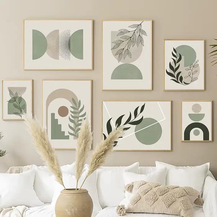 Impressions sur toile murales Boho vert sauge