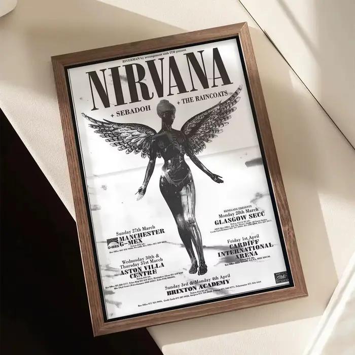 Affiche sur toile avec peinture et calligraphie du groupe N-Nirvana