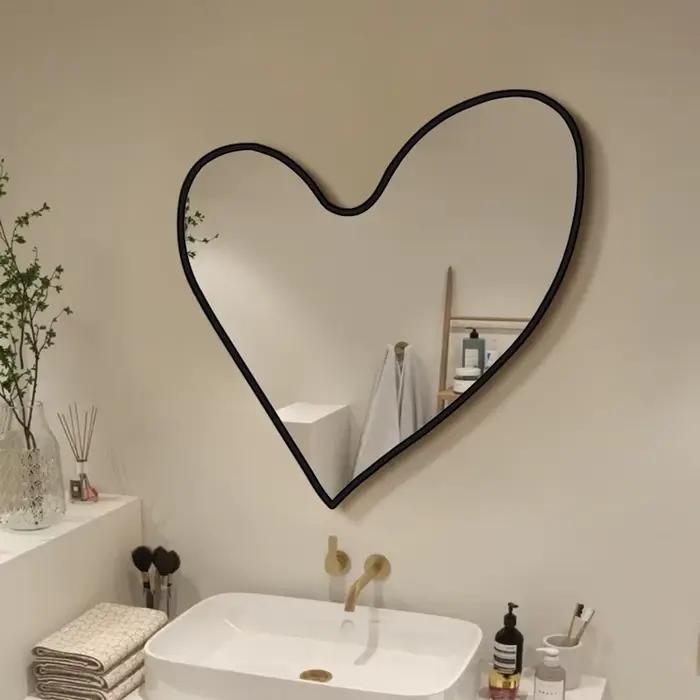 Miroir De maquillage noir femmes coeur irrégulier