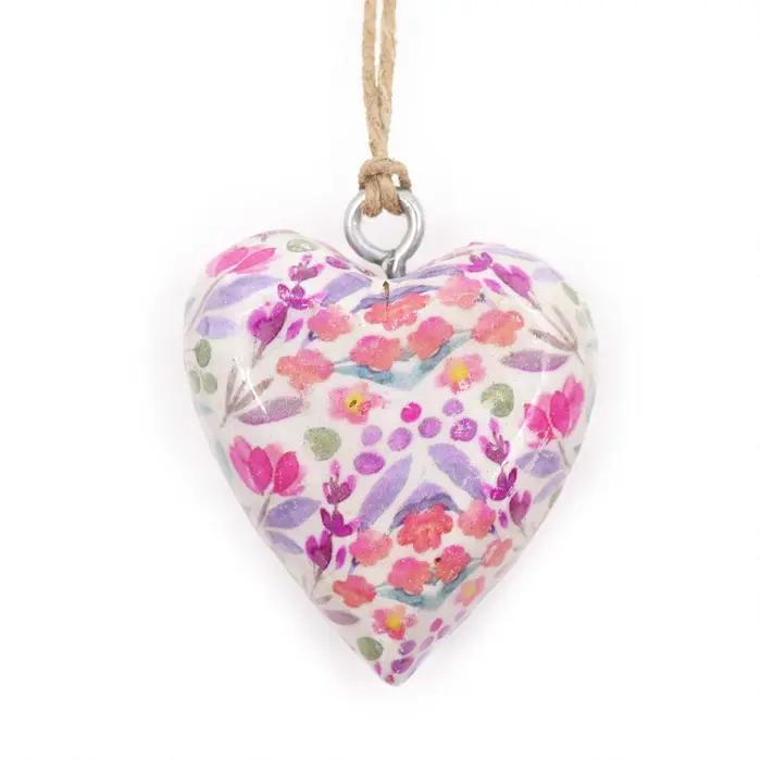 Lrg Decor Wood Heart -  Pretty Floral
