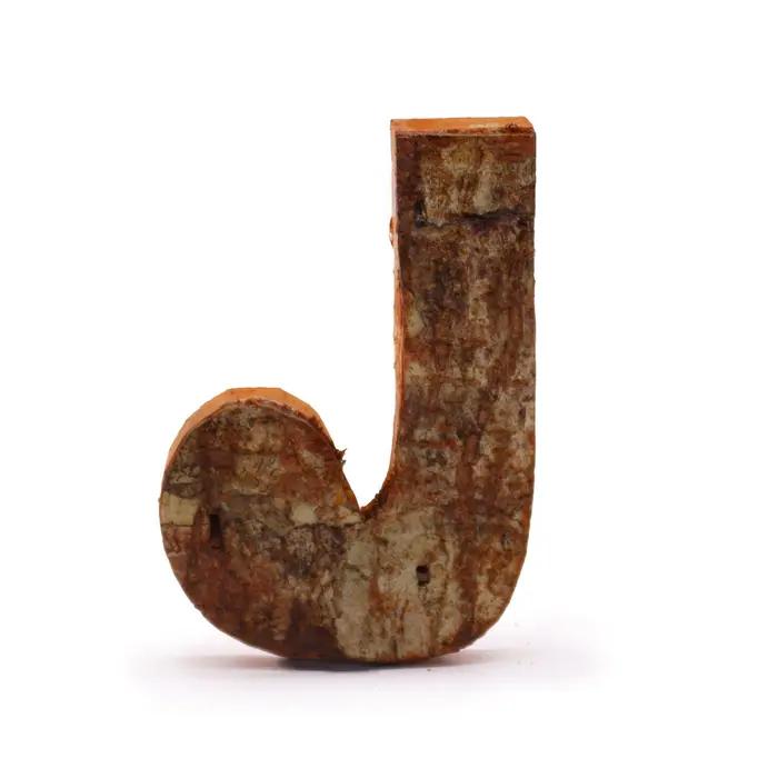 Rustic Bark Letter   - J  - 7cm