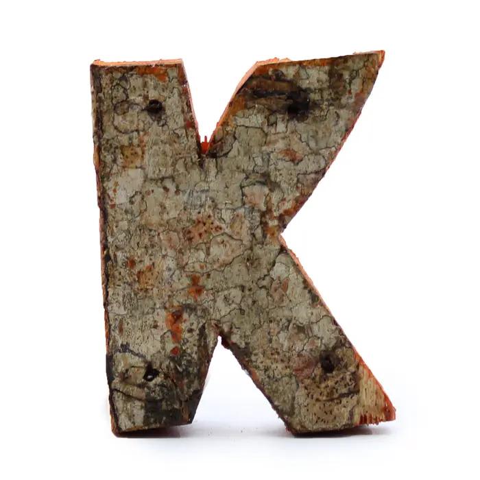 Rustic Bark Letter   - K  - 7cm