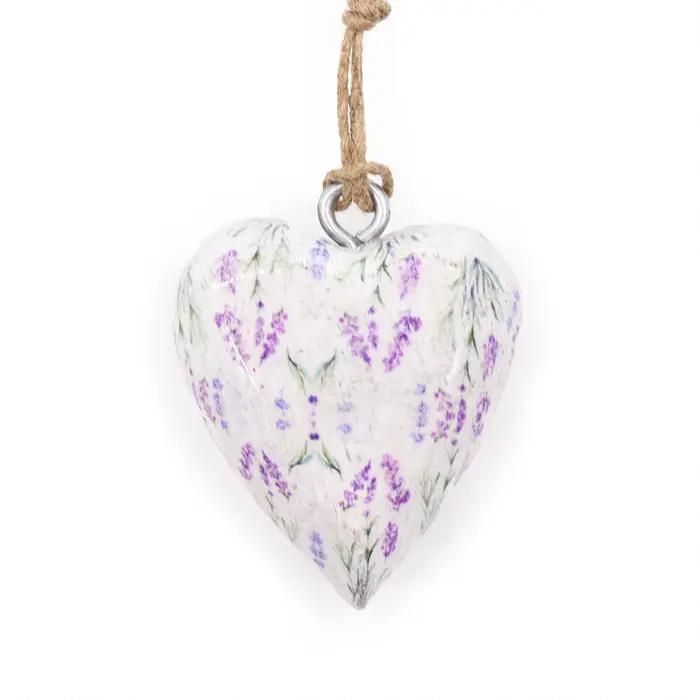 Lrg Decor Wood Heart -  Lavender