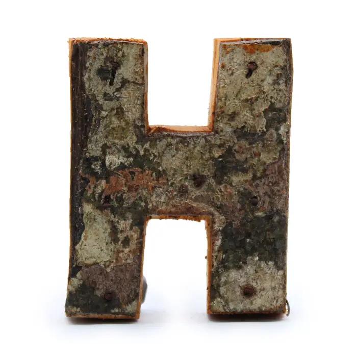 Rustic Bark Letter   - H  - 7cm
