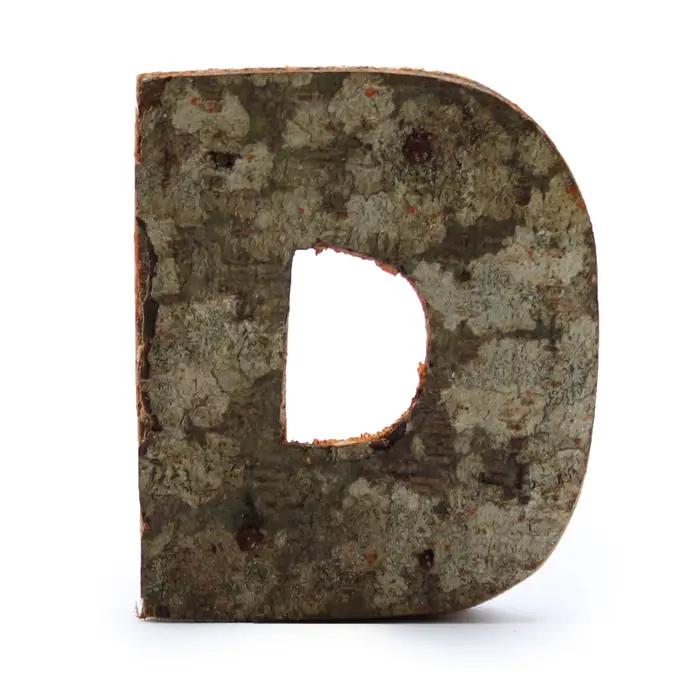 Rustic Bark Letter   - D  - 7cm