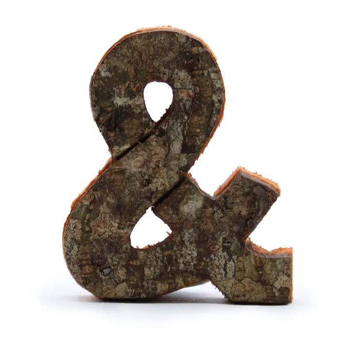 Rustic Bark Letter   - &  - 7cm