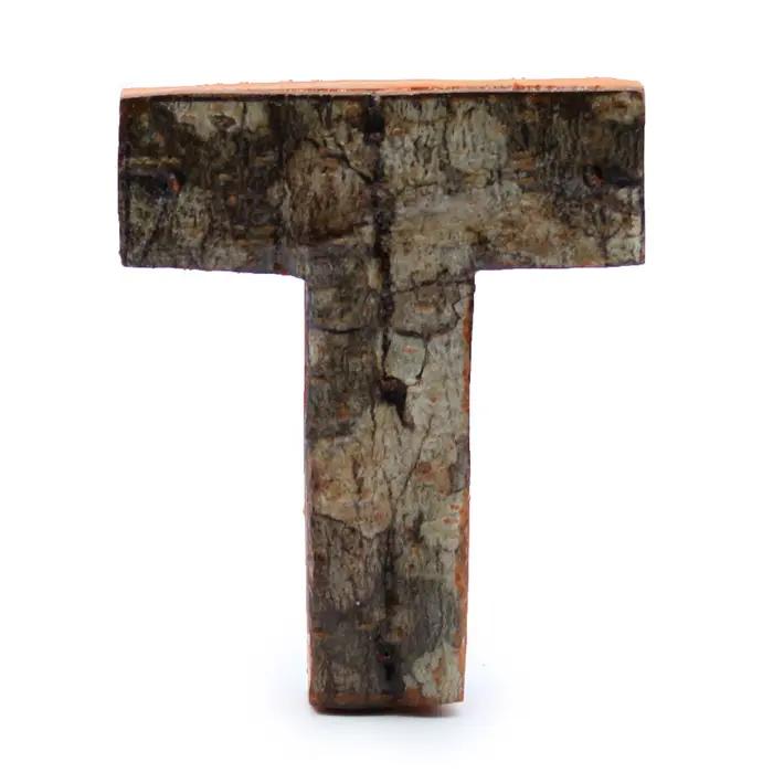 Rustic Bark Letter   - T  - 7cm
