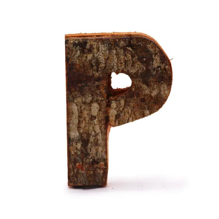 Rustic Bark Letter   - P  - 7cm
