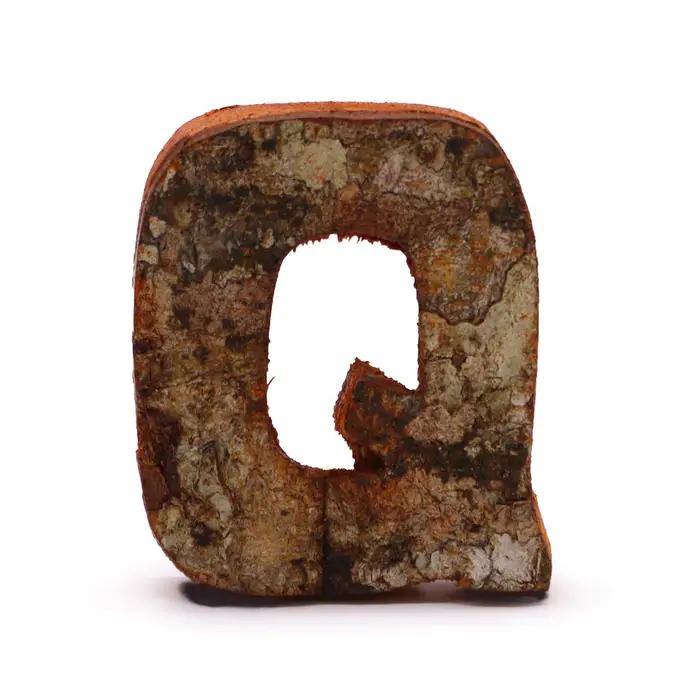 Rustic Bark Letter   - Q  - 7cm