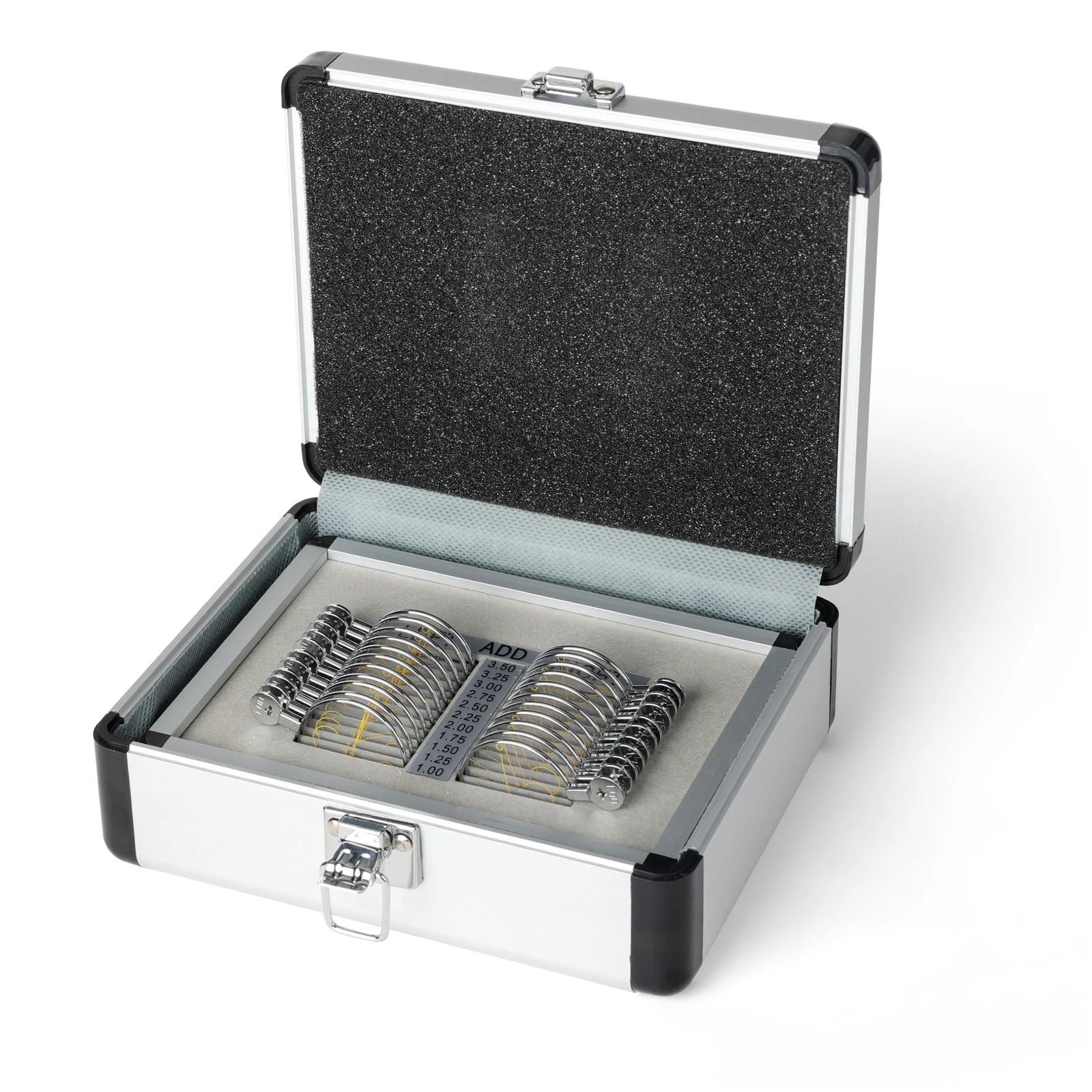 Ensemble de lentilles d'essai d'optométrie progressive-boîtier en aluminium 22 pièces avec ajouter d