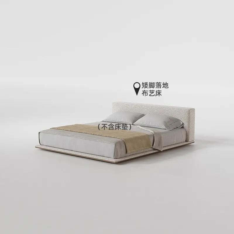 Lit 200x220 180x200cm Crème Style Luxe Tissu Cadre de lit Queen Size Moderne Luxe Simple Chambre à c