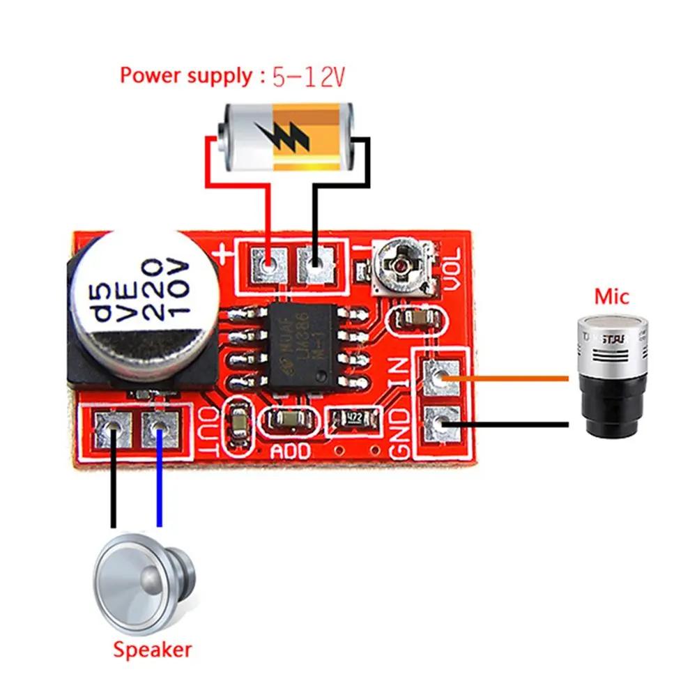Carte PCB réglable DC 5V-12V, carte amplificateur, Mini Microphone, Micro électrique, condensateur